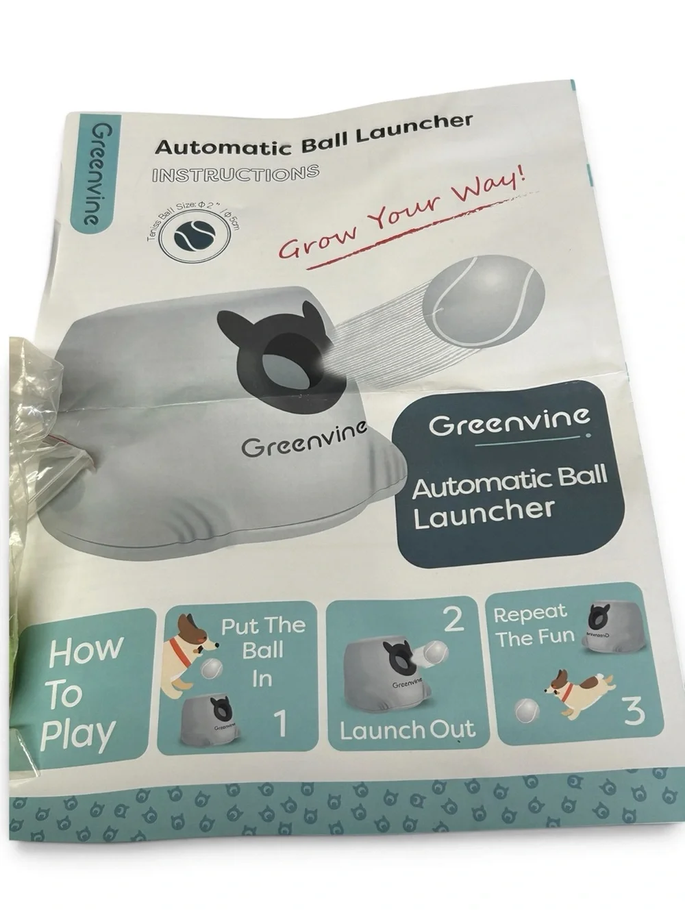 Greenvine Automatic Dog Ball Launcher - Teal EUC 4 New Balls Pet Fun